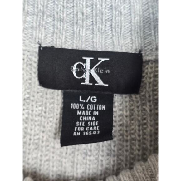 Calvin Klein Cable Knit Sweater Gray size Large see photo flaw - Picture 3 of 5